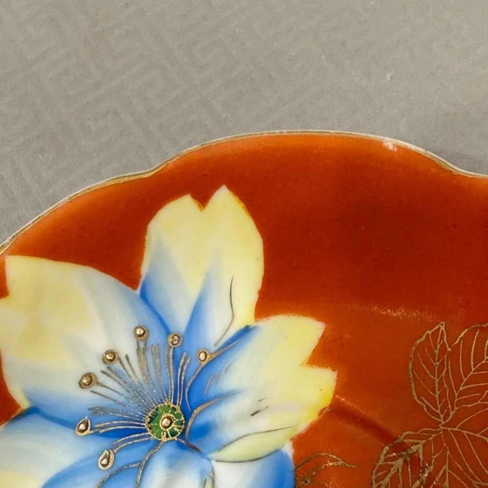 Vintage Handpainted Floral Teacup & Saucer  Porcelain Gold Detail Occupied Japan